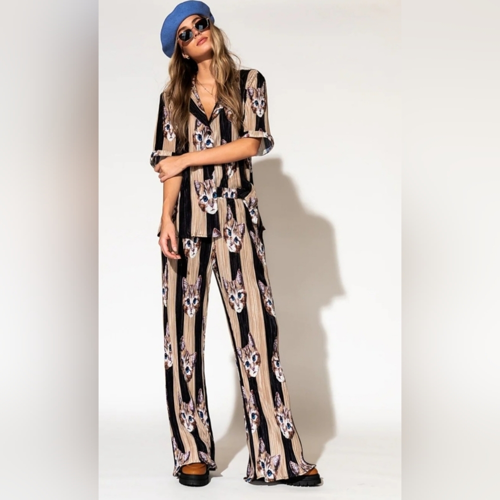 Stylish Cat Print Pants
